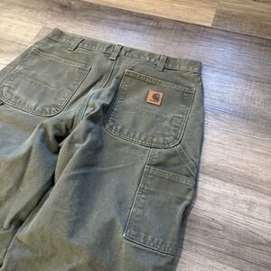 Carhartt Mens B11 MOS Dungaree Fit 32x30 Green Carpenter Work Pants